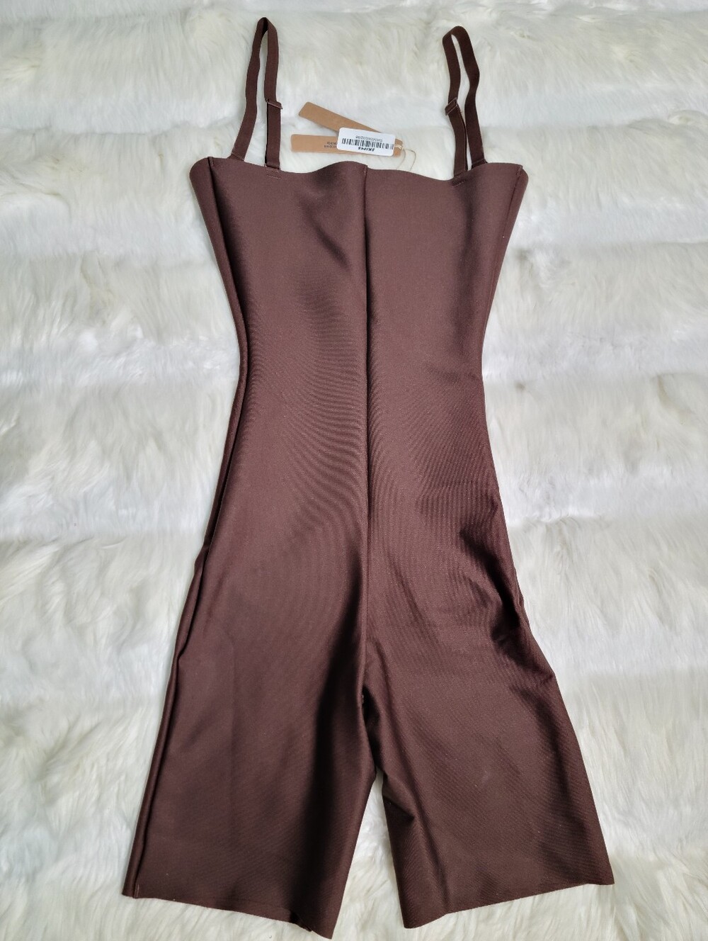 SKIMS Body Zoned Open Bust Mid Thigh Bodysuit Brown Cocoa Small NEW - Picture 2 of 6